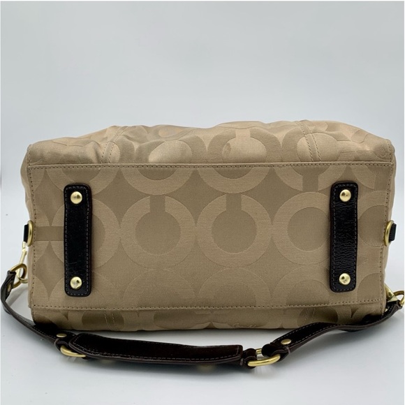 Coach Signature Madison Op Art Audrey Khaki Brown Satchel 14294 Handbag Purse - Picture 7 of 11